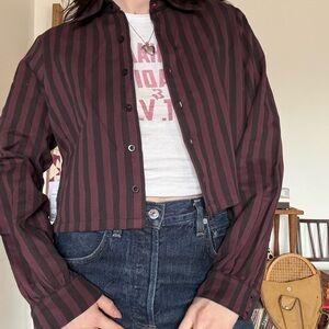 Known Supply Burgundy and Black Button-Up Shirt